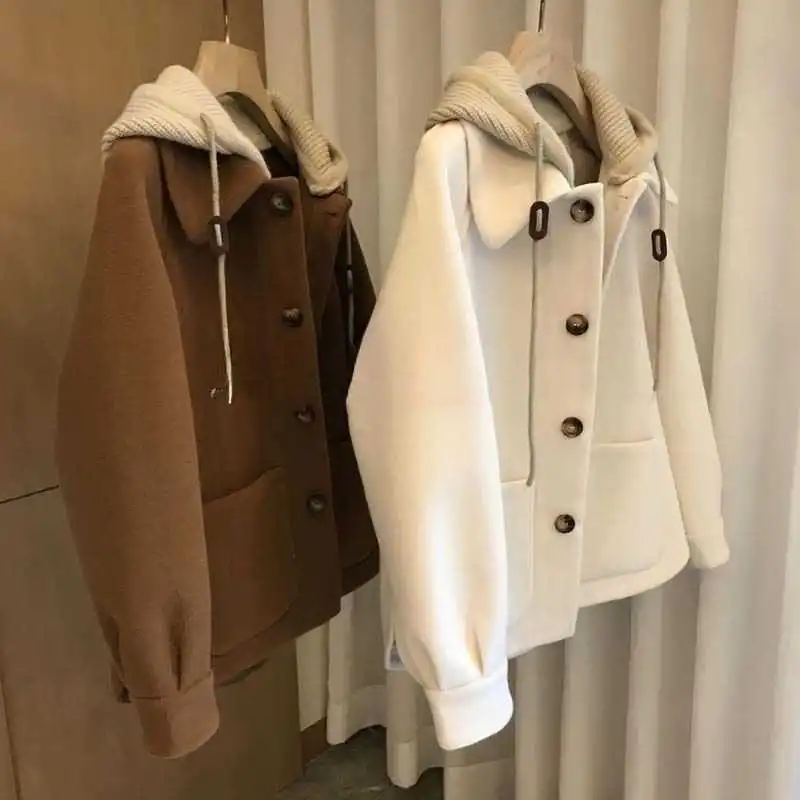 Wool Coat Peacoat - Abrigo de lana con capucha para