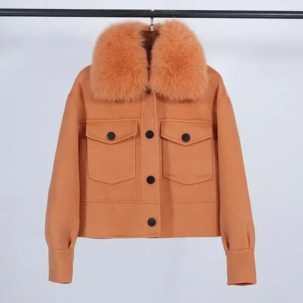 Wool Coat Peacoat - Abrigo de piel de lana para