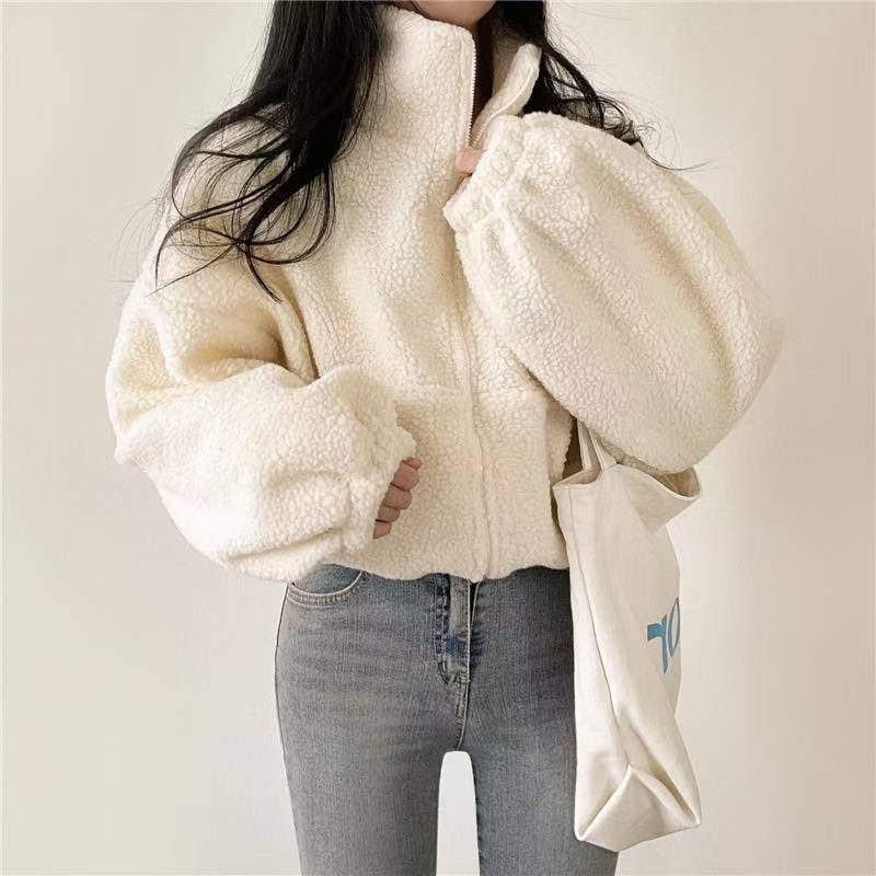 Sherpa Hoodie Fleece - Chaqueta con capucha corta y cuello