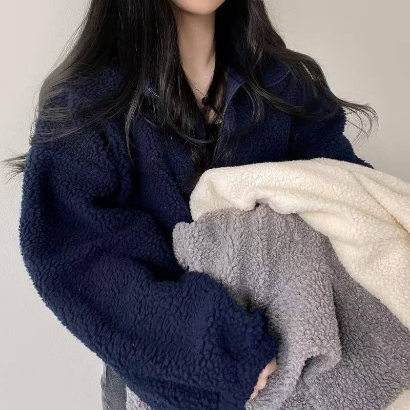 Chaqueta con capucha corta y c - Sherpa Hoodie Fleece reseña y precio